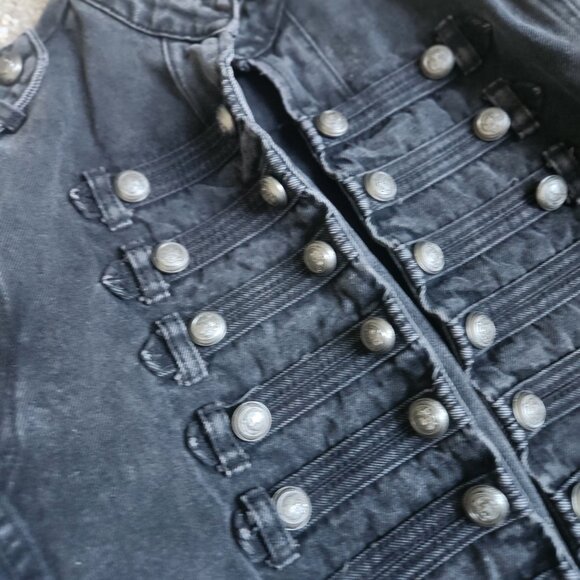 Washed grey denim officer style jacket, XL size - Picture 3 of 4